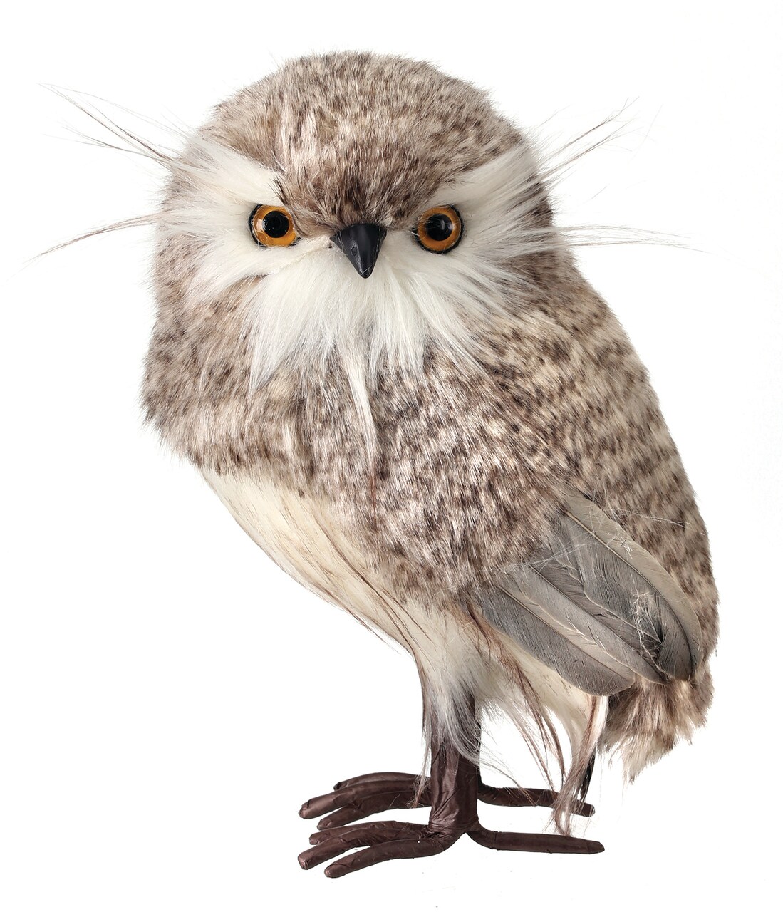 Contemporary Home Living 9" Gray and White Furry Owl Christmas Plush Figure